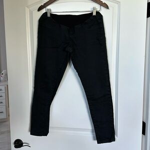 Black petite maternity jeans with full panel
